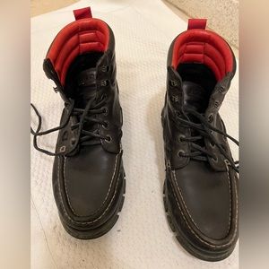 Black leather boots